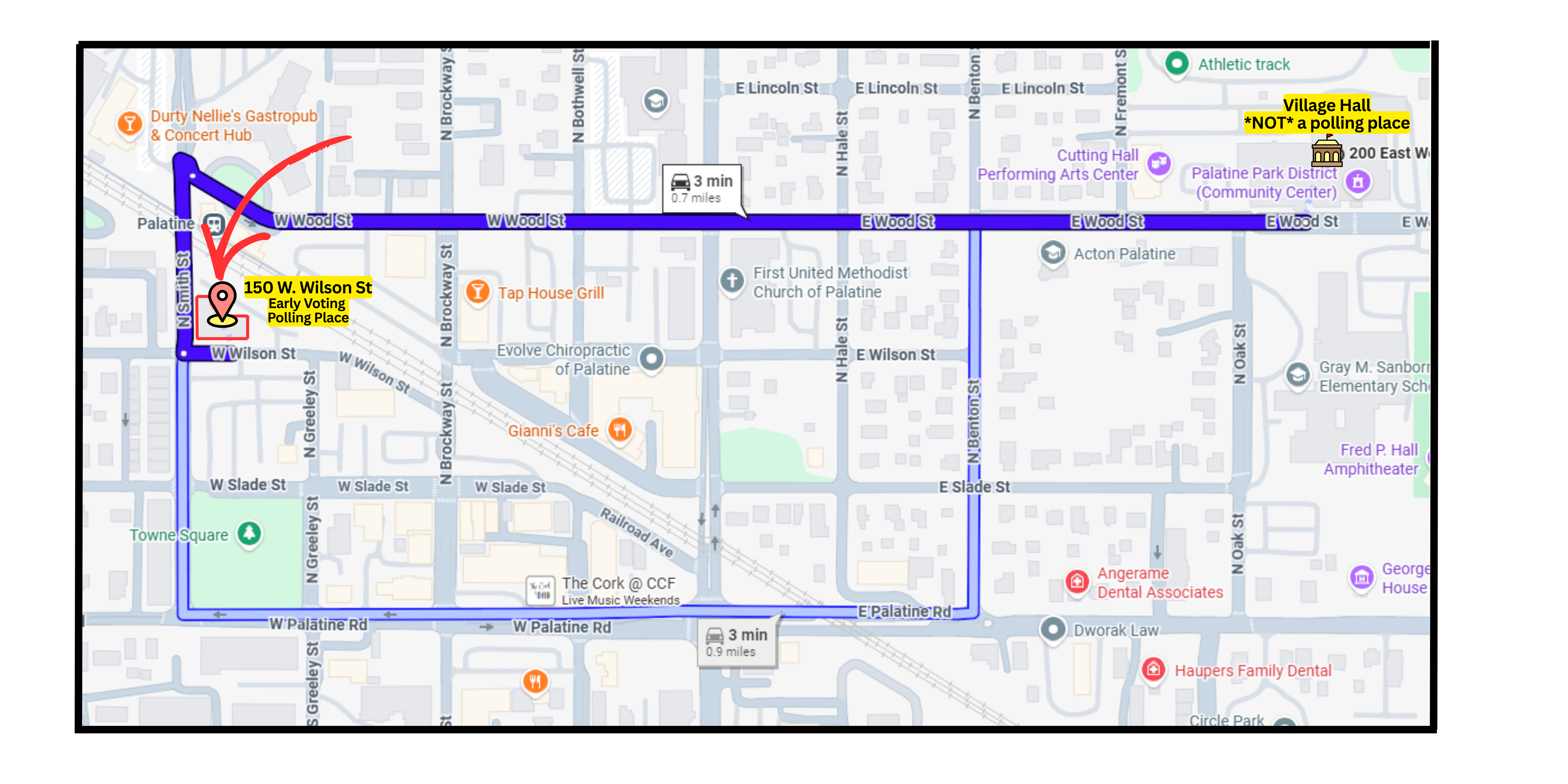Early Voting 2026 Map 150 West Wilson Street Palatine Illinois